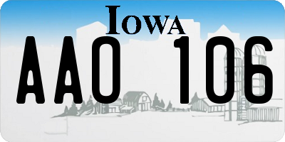 IA license plate AAO106