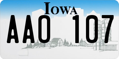 IA license plate AAO107