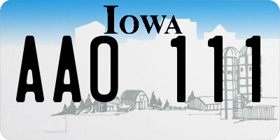 IA license plate AAO111