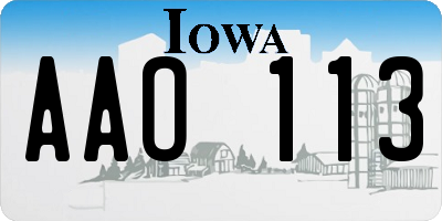 IA license plate AAO113