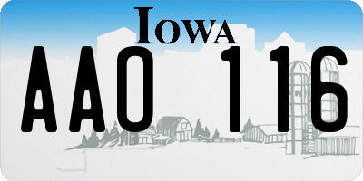 IA license plate AAO116