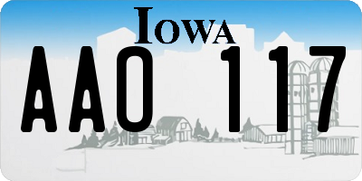 IA license plate AAO117