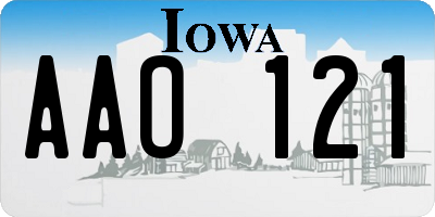 IA license plate AAO121