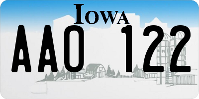 IA license plate AAO122