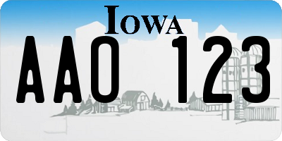 IA license plate AAO123