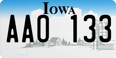 IA license plate AAO133