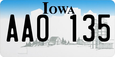IA license plate AAO135