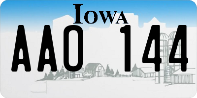 IA license plate AAO144