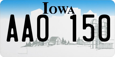 IA license plate AAO150