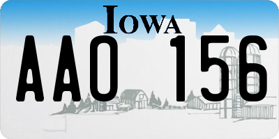 IA license plate AAO156