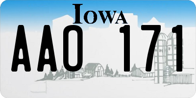 IA license plate AAO171
