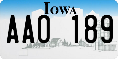 IA license plate AAO189