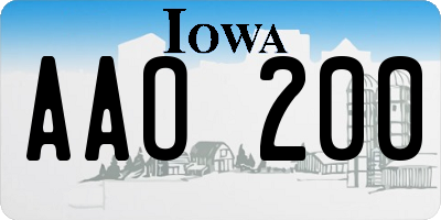 IA license plate AAO200