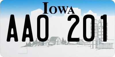 IA license plate AAO201