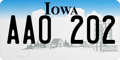 IA license plate AAO202