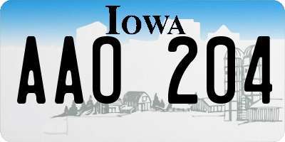 IA license plate AAO204