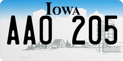 IA license plate AAO205