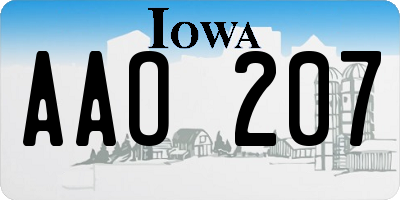 IA license plate AAO207