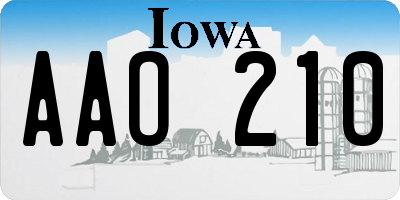 IA license plate AAO210