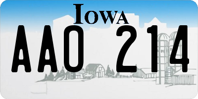 IA license plate AAO214