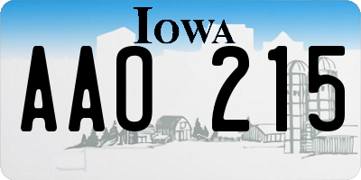 IA license plate AAO215