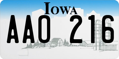 IA license plate AAO216