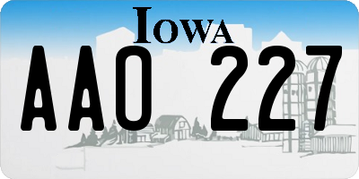 IA license plate AAO227