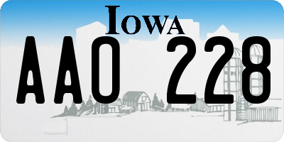 IA license plate AAO228