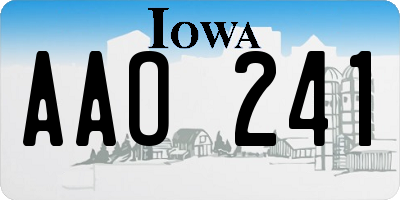 IA license plate AAO241