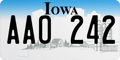 IA license plate AAO242