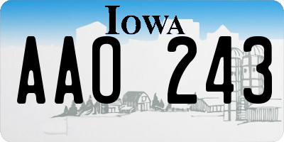 IA license plate AAO243
