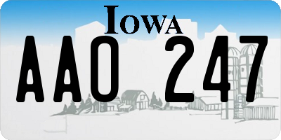 IA license plate AAO247