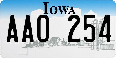 IA license plate AAO254