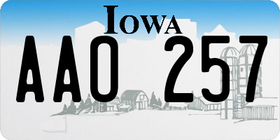 IA license plate AAO257