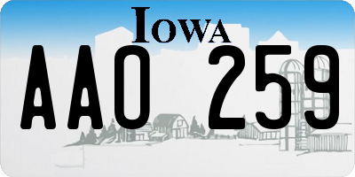 IA license plate AAO259