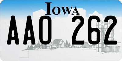 IA license plate AAO262