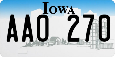 IA license plate AAO270