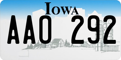 IA license plate AAO292