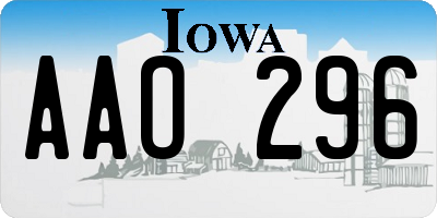 IA license plate AAO296