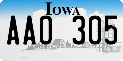 IA license plate AAO305