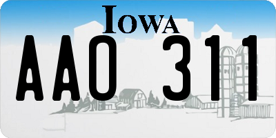 IA license plate AAO311
