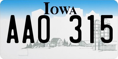 IA license plate AAO315