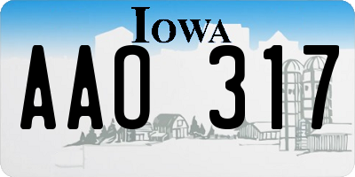 IA license plate AAO317