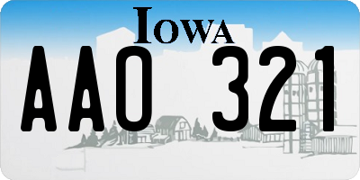 IA license plate AAO321