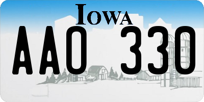 IA license plate AAO330