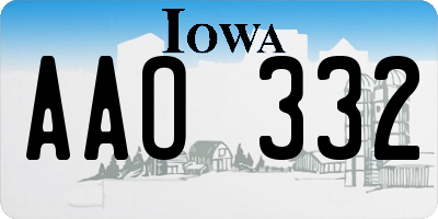 IA license plate AAO332