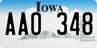 IA license plate AAO348