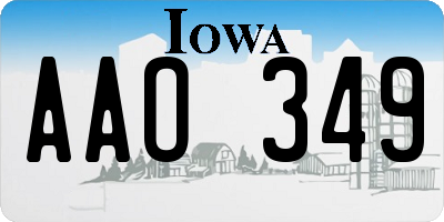 IA license plate AAO349