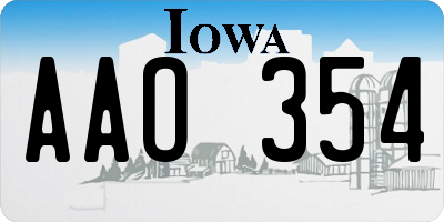 IA license plate AAO354