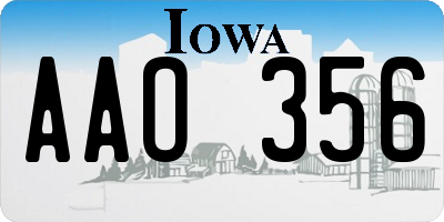 IA license plate AAO356